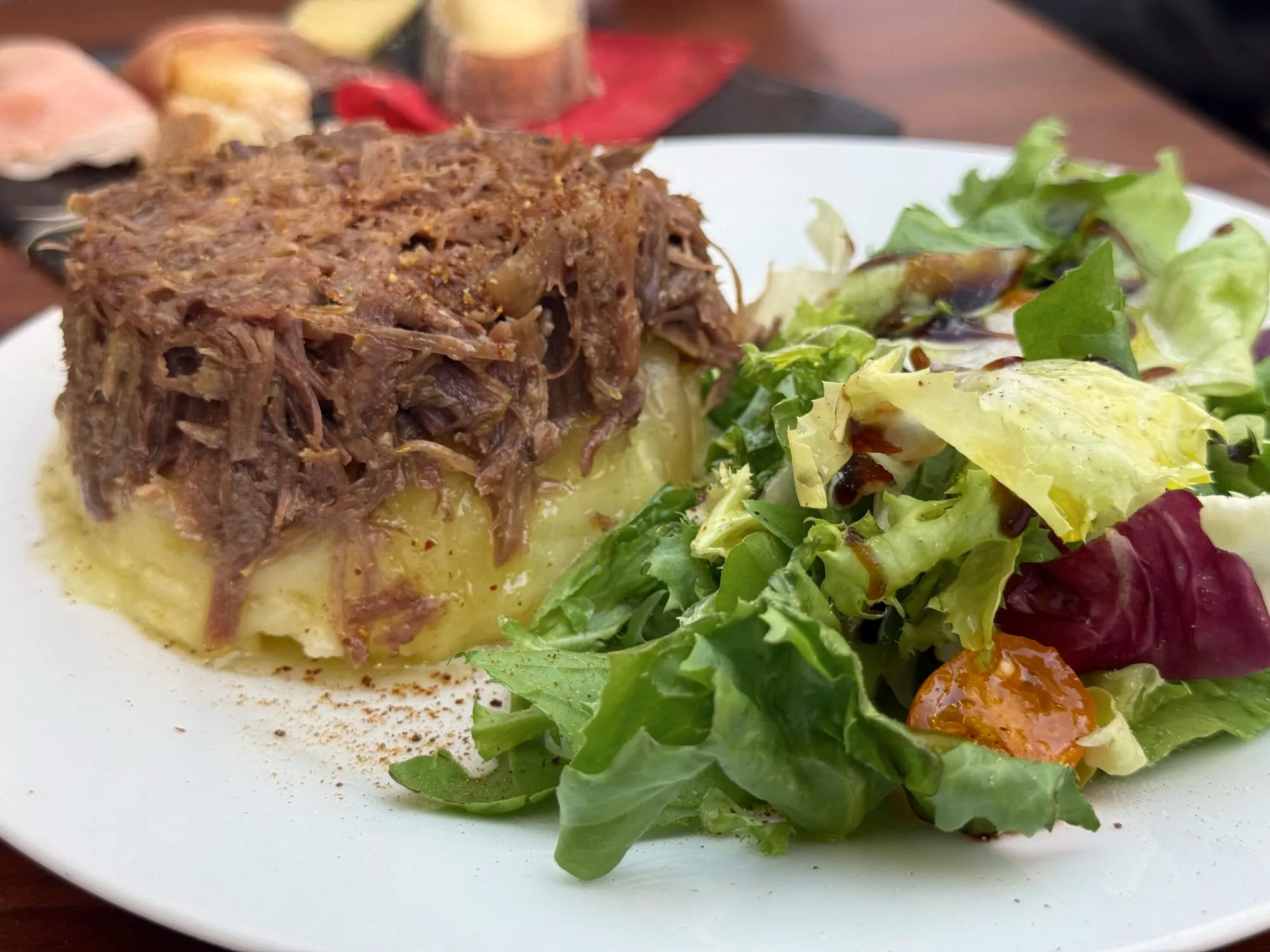Hot parmentier in a ceramic dish with a golden top