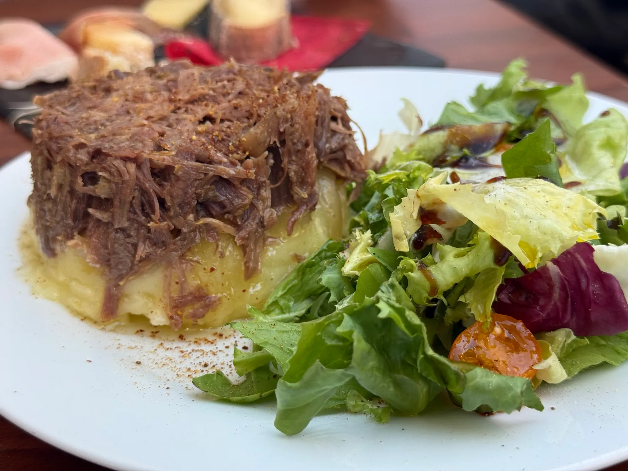 Hot parmentier in a ceramic dish with a golden top